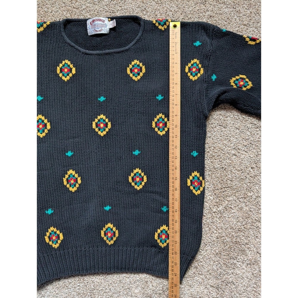 VTG Cambridge Dry Goods Women's Sz Large Sweater Cotton Western Black - Picture 9 of 11